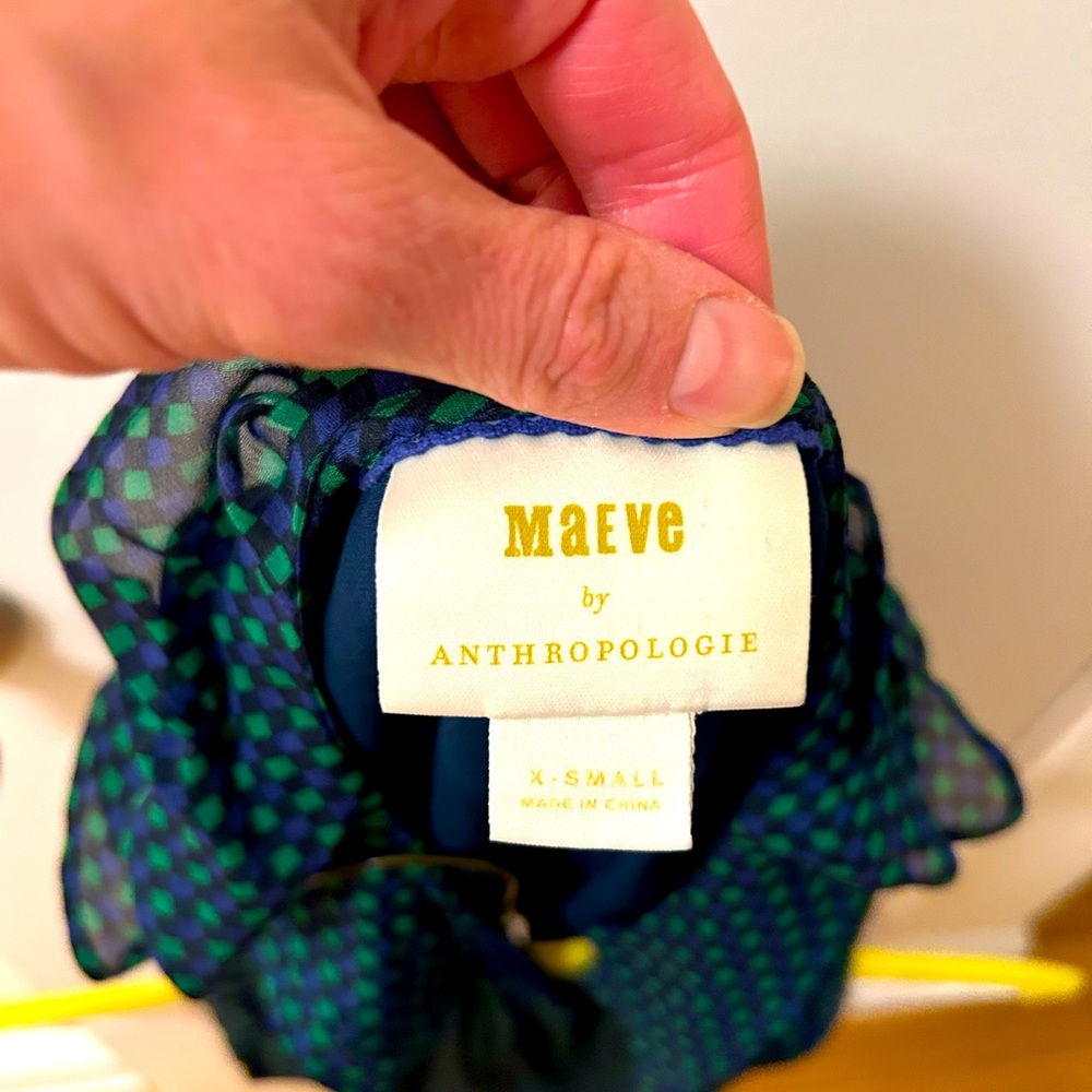 Blue & Navy silk Maeve by Anthropologie tank